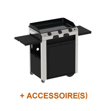 Pack + Combo Plancha Gaz Fusion 75 Inox Sur Chariot + Coffret - ENO 3 Pack + Combo Plancha Gaz Fusion 75 Inox Sur Chariot + Coffret - ENO