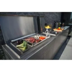 Plancha Gaz Encastrable Inox Oasi 80 Cm Plaque Lisse + Couvercle - PLANET -Célèbre Barbecue Magasin plancha gaz encastrable inox 80 cm 3 feux plaque lisse couvercle planet 4